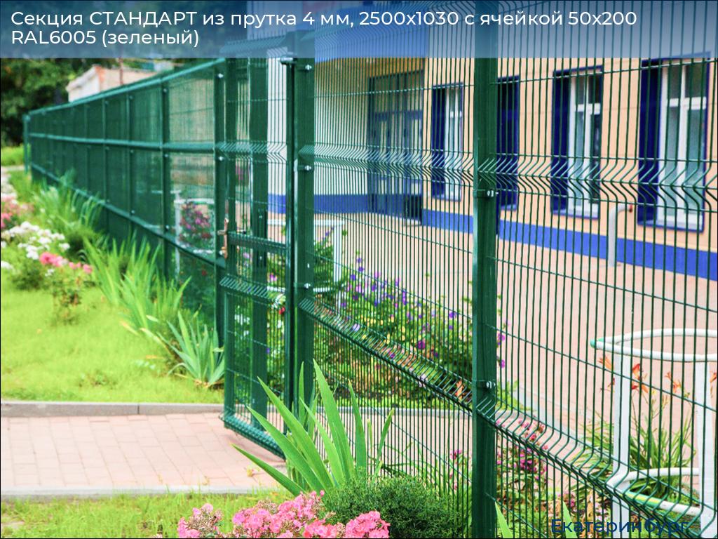 Секция СТАНДАРТ из прутка 4 мм, 2500x1030 с ячейкой 50х200 RAL6005 (зеленый), ekaterinburg.doorhan.ru